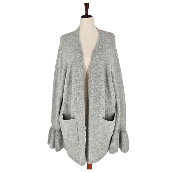 Ava & Viv Gray Cozy Soft Cardigan Sweater Bell Cuffs Pockets Womens Size 3X - Picture 1 of 8